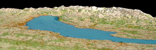 Thermoplastic relief of the surroundings of Lake Geneva