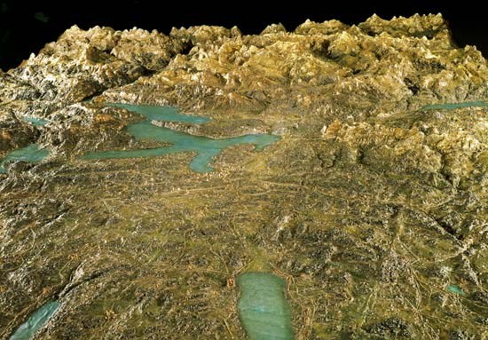 Pfyffer's terrain model of Central Switzerland